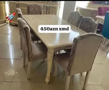 embawood stollar: Qonaq otağı üçün, Dördbucaq masa, 6 stul — 1