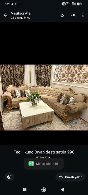 mebel satmaq: Tecılı kunc Dıvan destı satılır 990 manata. 
Bıneqedı*AFA 2746 — 1