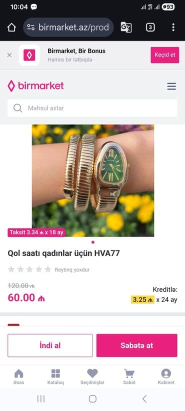 serpme: Qızılı rəngli qadın qol saatı – ilanvari bükülən “bracelet” dizaynı - — 1