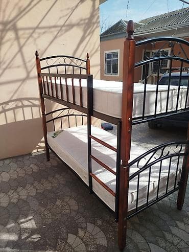 demir nerdivan: Oğlan və qız üçün, Çarpayı, Matras ilə, Siyirməsiz, Dəmir — 3