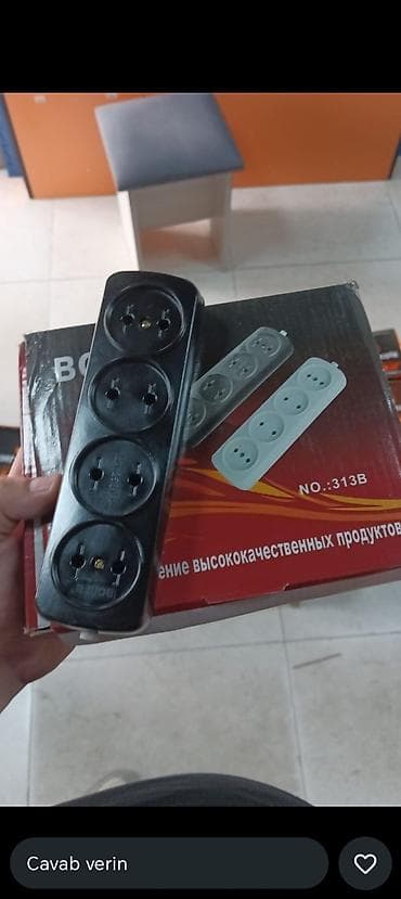 ucuz taxtlar: 3-lü elektrik rozetka bloku - Model: NO.:313B - Rəng: qara — 1