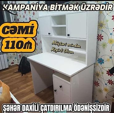 tek stollar: Düz masa, Stulsuz, Polkalı, Siyirməli, Azərbaycan, Sadə laminat — 2
