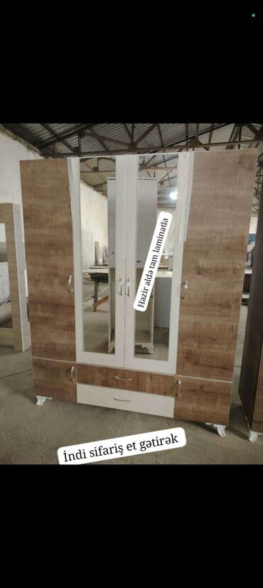 ikinci əl şkaf: Yeni, 4 qapılı Düz dolab, Dolab-asılqan — 11