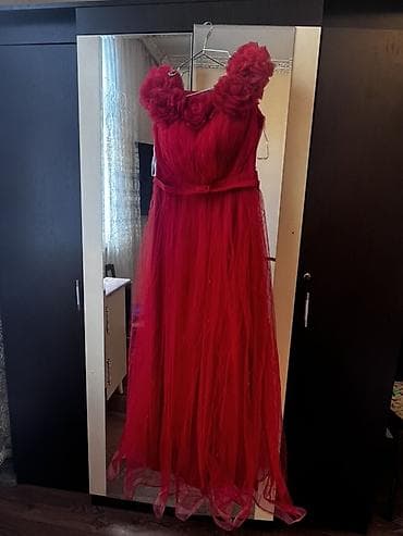 Qırmızı uzun ziyafət libası. Endirim olunacağ. - Stil: Floor-length