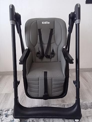 el oyunları: Kidilo uşaq yemək stulu yellencekli model - Rəng: tünd boz (grey) - — 2