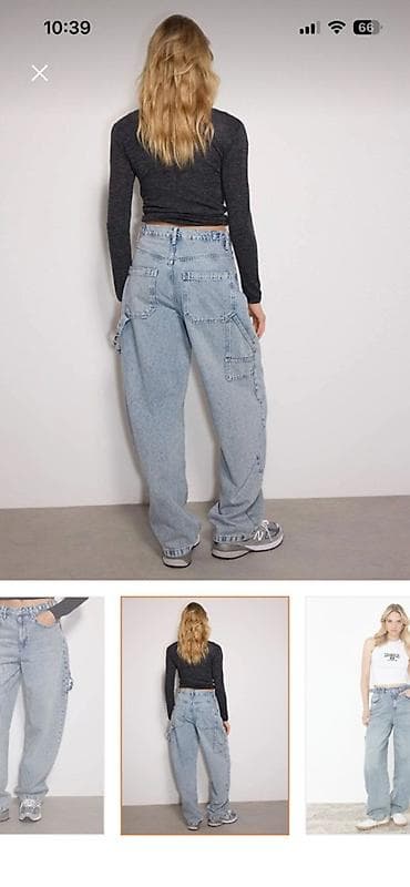 baggy jeans: Qadınlar üçün geniş kəsimli cins şalvar - Rəng: açıq mavi (yüngül — 3