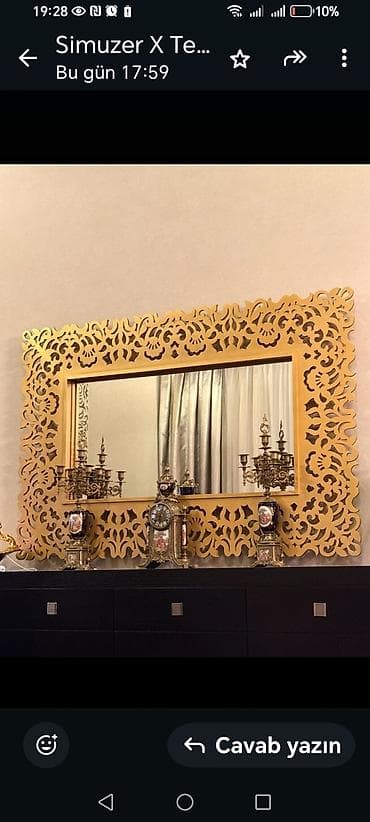 Güzgü Divar üçün, Düzbucaqlı, Dekorativ, Naxışlı