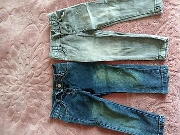 Dəstlər: Uşaq denim dəsti - 2 ədəd cins kombinezon: açıq mavi rəngdə, ön — 3