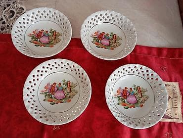 Boşqablar, 4 ədədli dəst, rəng - Ağ, Farfor