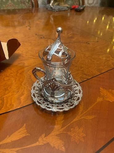 dekor saatlar: Çay dəsti, rəng - Qızılı, Şüşə, 6 nəfərlik — 3