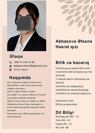 Mən Abbasova Əfsanə Tovuz rayonunda 19 yaşım var. 11 illik orta