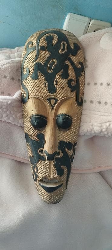 Bayram məhsulları: Taxta dekorativ maska - Material: tamamilə ağacdan hazırlanmış, oyma — 1