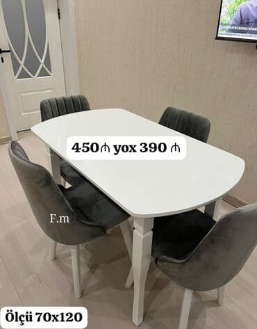 oturacaqlar: Mətbəx üçün, Yeni, Açılmayan, Oval masa, 4 stul — 1