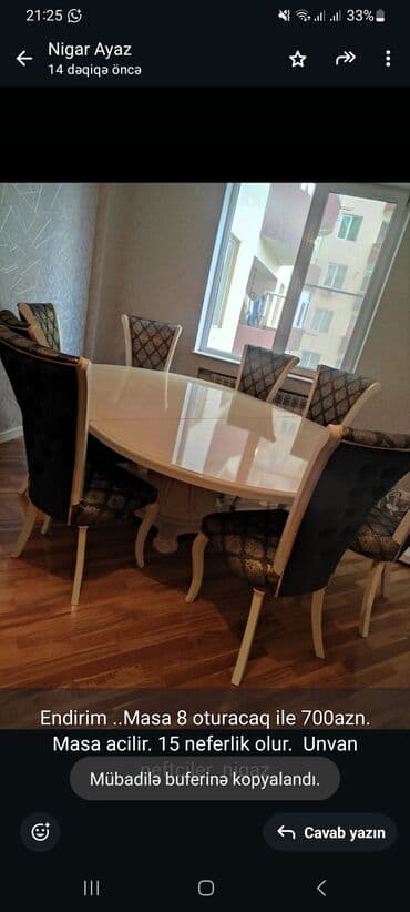 oval masa: Qonaq otağı üçün, Açılan, Oval masa, 8 stul — 1