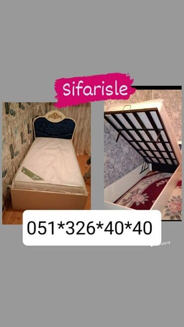 Çarpayılar: Yeni, Təknəfərlik çarpayı, Bazalı, Matrassız, Siyirməsiz, Azərbaycan — 1