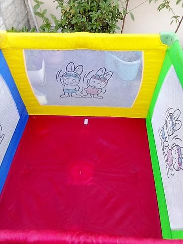 Manejlər: Uşaq oyun manesi / playpen - Rəngarəng dizayn: qırmızı-yaşıl-göy-sarı — 6