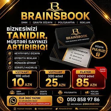 KAMPANİYALARIMIZ DAVAM EDİR! 🪪 Vizitkart Kampaniyası 💳 100 ədəd – 10
