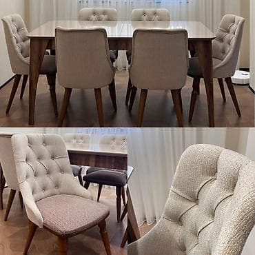 kohnə stul: Qonaq otağı üçün, İşlənmiş, Kvadrat masa, 6 stul — 1