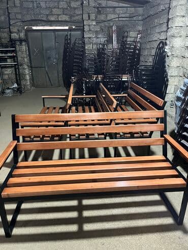 stol stul işlenmiş: Yeni, Kvadrat masa, Açılmayan, Skameykalar ilə, Taxta, Azərbaycan — 3