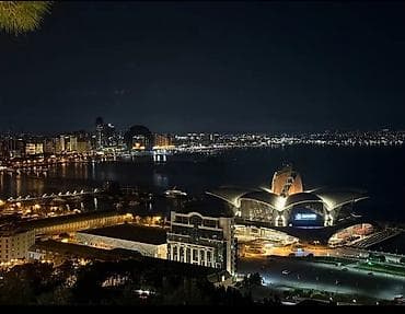 Digər ev dekoru: Bakı şəhərinin gecə panoraması olan yüksək keyfiyyətli divar — 1