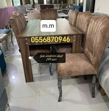 gencede heyet evleri: Qonaq otağı üçün, Yeni, Açılmayan, Dördbucaq masa, 6 stul — 1