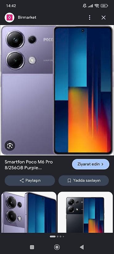 google pixel fold: Poco M6 Pro 5G, 256 GB, rəng - Bənövşəyi, Barmaq izi — 1