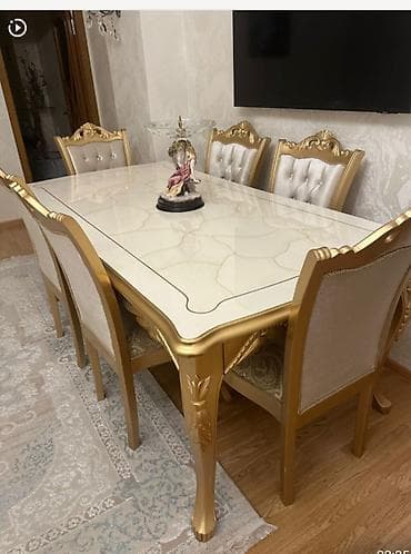 Qonaq otağı üçün, Açılmayan, Dördbucaq masa, 6 stul