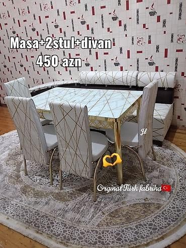 mətbəx üçün stol: Masa+2 oturacaq+divan — 1