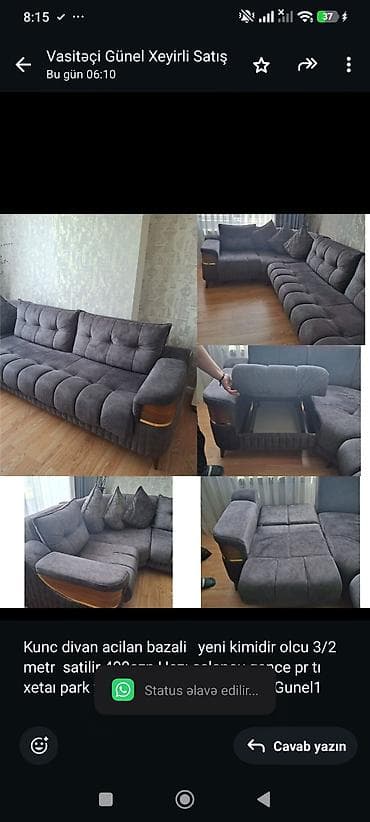Kunc divan acilan bazali yeni kimidir olcu 3/2 metr satilir 400azn — 1