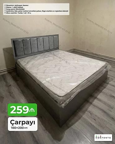 Çarpayı – 160×200 sm - Rəng: seçimi mümkündür - Başlıq hissəli, taxta