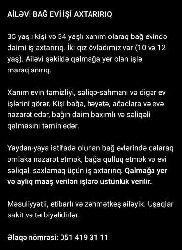 Vatsap aktivdi kimin bagina evine ailevi isci lazimdisa yazsin
