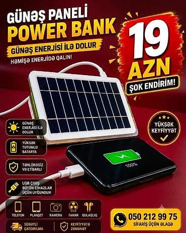 casio sumqayit: Günəş enerjisi ilə işləyən portativ enerji paneli və USB çıxışı. - — 1