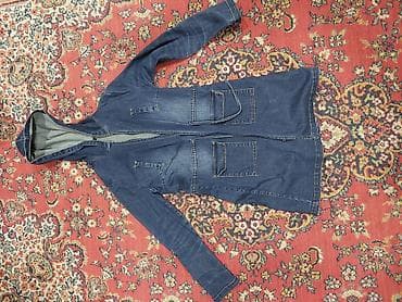 prada: Cins parka – kapüşonlu uzun model - Material: tünd mavi denim (cins) — 1