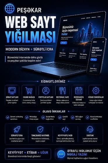 🌐 PEŞƏKAR WEB SAYT YIĞILMASI | MODERN DİZAYN + SÜRƏTLİ İCRA — 2