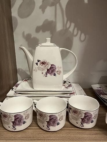 hinduşka əti qiyməti: Çay dəsti, rəng - Ağ, Farfor — 3