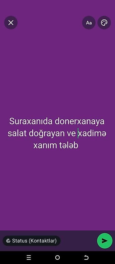 Xadimə tələb olunur, Gündəlik ödəniş, 30-45 yaş, 1 ildən az təcrübə