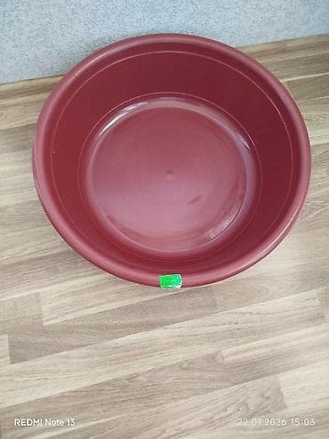 Plastik leğən – dairəvi, dərin model - Rəng: tünd qırmızı/bordo - — 3