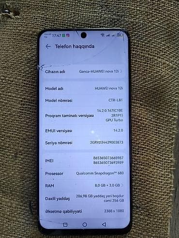 huawei madem: Huawei nova 12, 256 GB, rəng - Qara, Sensor, Barmaq izi, İki sim kartlı — 1