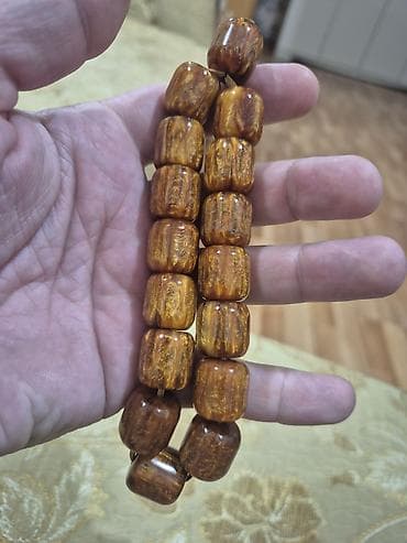 kehraba tesbeh satisi: Təsbeh / Bilərzik – qəhvəyi-qızılı naxışlı muncuqlardan - Material — 3