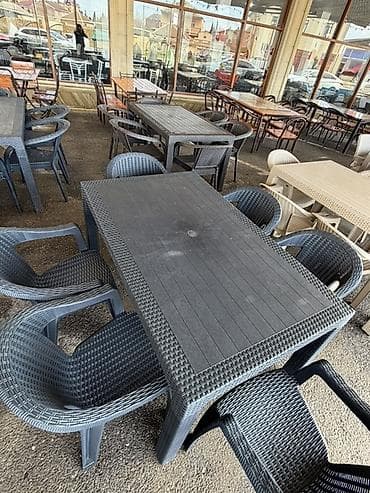 bağ ucun stollar: Dördbucaq masa, 6 stul, Açılmayan, Stullar ilə, Plastik — 3