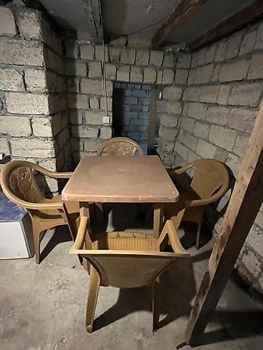 işlənmiş plastik qapılar: Plastik masa və stul dəsti - Komplekt: 1 ədəd kvadrat plastik masa + — 1