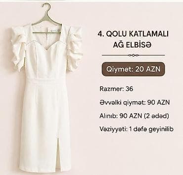 Qolu qatlamalı ağ elbisə - Model: qısaqollu, qollarda çoxqatlı volan