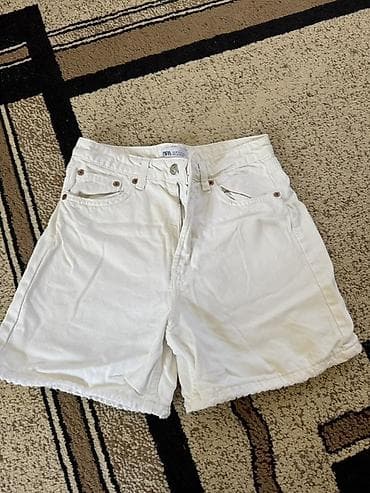 ZARA ağ denim şort - Rəng: ağ - Material: qalın denim/pambıq qarışığı