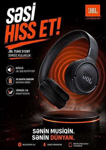 jbl charge: Yeni Simsiz (Bluetooth) Qulaqcıqlar, JBL, rəng - Qara — 1