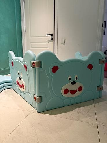 Uşaq oyun məhdudlaşdırıcısı (playpen) – ayı fiqurlu, modul panellərdən — 3