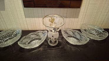 yuxuda xrustal qab gormek: Kristal qab-qacaq dəsti - 5 ədəd kristal meyvə/saladat qabı: oval — 1