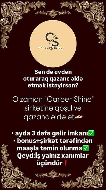 Əməkdaş axtarışı (vakansiyalar): Online iş elanı – “Career Shine” - İş saatı: İstənilən saat, sərbəst — 2