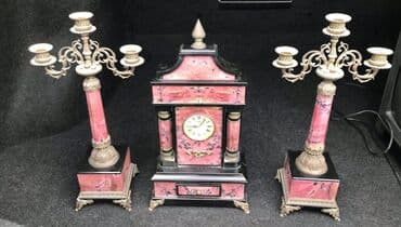 антикварные часы настенные: Mərmər saat ve 2 eded şamdan, təzə kimidir — 1