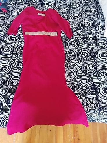 ziyafet donu vilyur s: Qadın gecə/libas paltarı - Rəng: parlaq çəhrayı/füşyə - Uzun model — 2