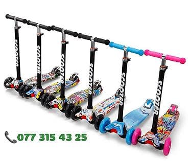 15 lik 4 bolt: Uşaq skuterləri – 3 təkərli, rəngarəng dizayn Sifarişlər üçün zəng — 1